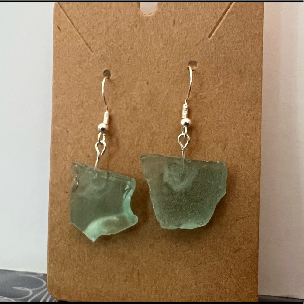 Natural sea glass earrings for pierced ears, beach lover must!